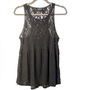 Express Black Nylon Lace Racerback Tank Top
